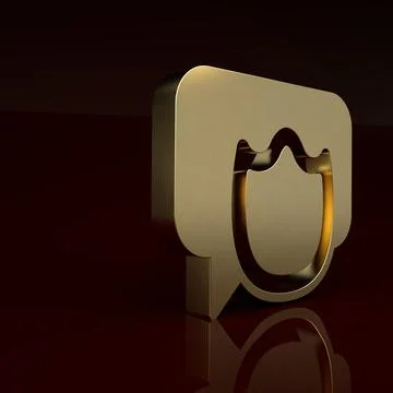 Gold Speech bubble chat icon isolated on brown background. Message icon Stockillustratie
