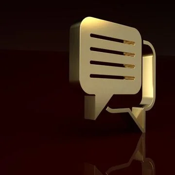 Gold Speech bubble chat icon isolated on brown background. Message icon Illustrazione stock