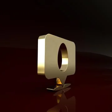 Gold Speech bubble with easter egg icon isolated on brown background. Happy E Stock Illustration