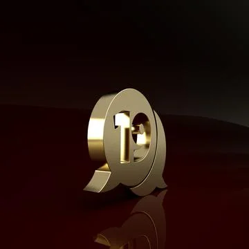 Gold Speech bubble with happy easter icon isolated on brown background. Minim Stock Illustration