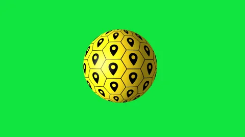 Gold Sphere Location Pin Icon Green Screen 動画素材 339649949