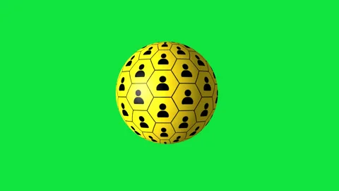 Gold Sphere People Network Icon Green Screen 動画素材 339649937