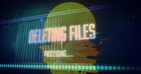 Gold-splash circle appearing starting data deletion animating scanning bars and 動画素材 311126232