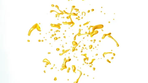 Gold Splashes On White Background Stock Footage 303061489