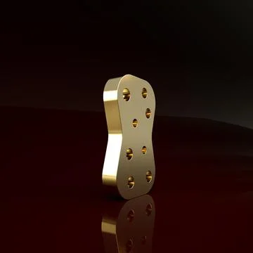 Gold Sponge with bubbles icon isolated on brown background. Wisp of bast for  Stock Illustration