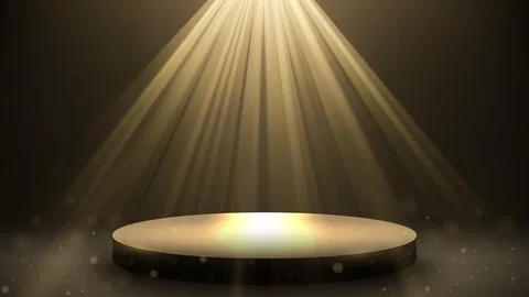 Gold Spotlight Shining On Empty Podium, Vector Illustration Stock Illustration