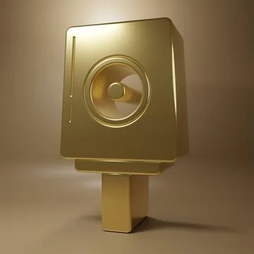 Gold Spray can nozzle cap icon isolated on brown background. Minimalism con.. Stockillustratie
