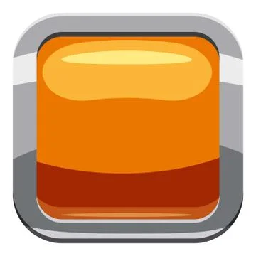 Gold square button icon, cartoon style Stockillustratie