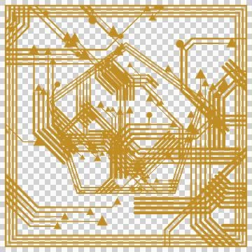 Gold square circuit pattern transparent PNG design element Stock Photos