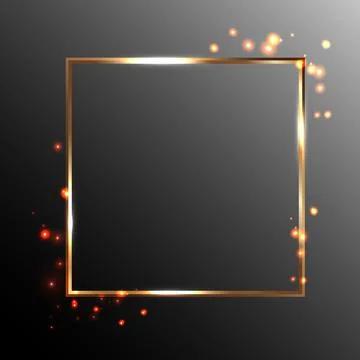 Gold square frame and flares of fire, great design for any purpose. Curb desi Stock Illustration