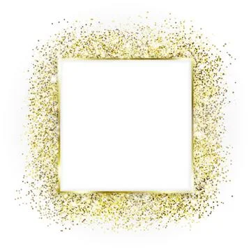 Gold square frame and Glitter. Glowing particles Stock Illustration