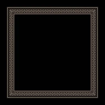 Gold square frame. Elegant element for design in Eastern style, place for text.  Stock Illustration