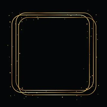 Gold Square Frame rounded corners Luxury Minimal Line Border with Glitter Illustrazione stock