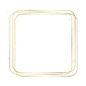Gold Square Frame rounded corners Luxury Minimal Line Border with Glitter Stock Illustration