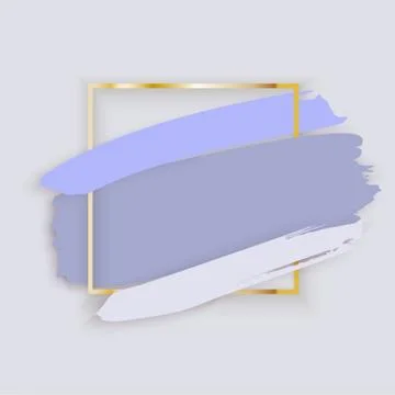 Gold square frame on transparent background. Blue gray blots with shadow Stock Illustration