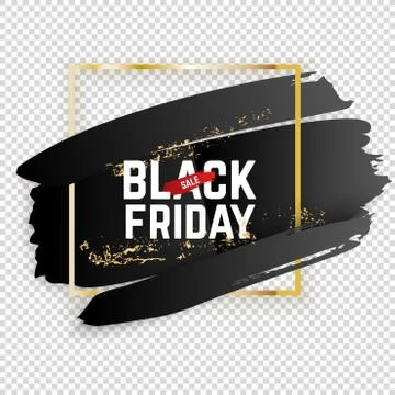 Gold square frame on transparent background. Black blots with shadow. Black Stock Illustration