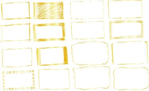 Gold Square frame variation illustration set Stock Illustration