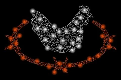 Gold Square Pattern Chicken Farm Stock Illustration