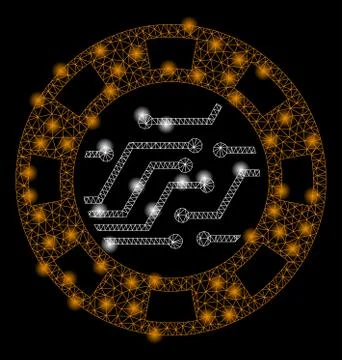 Gold Square Pattern Circuit Casino Chip 스톡 일러스트