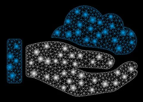 Gold Square Pattern Cloud Service Hand Stock Illustration