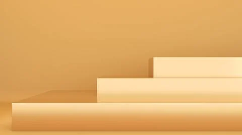 Gold square pedestal step pattern,mock up podium for product presentation,3d Stock Illustration