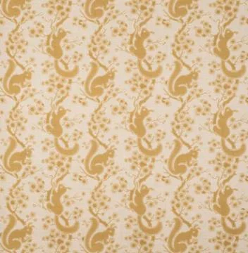 Gold Squirrels on Branches Pattern Wallpaper Swatch Stock Photos