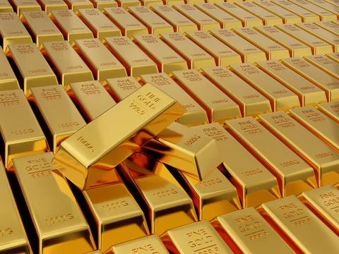 Gold stack background. Golden bars in the bank. weight of Gold 1000 grams. .. Ilustración de archivo