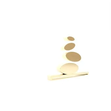 Gold Stack hot stones icon isolated on white background. Spa salon accessory. Illustrazione stock