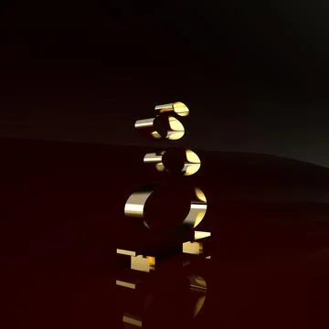 Gold Stack hot stones icon isolated on brown background. Spa salon accessory. Stock Illustration