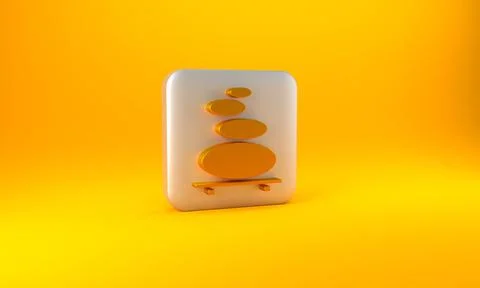 Gold Stack hot stones icon isolated on yellow background. Spa salon accessory Illustrazione stock