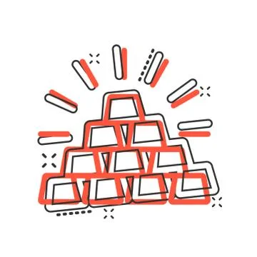 Gold stack icon in comic style. Silver brick cartoon vector illustration on w Illustrazione stock