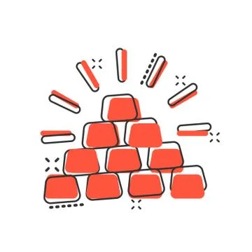 Gold stack icon in comic style. Silver brick cartoon vector illustration on w Stock Illustration