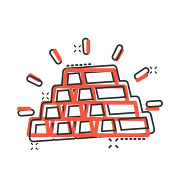 Gold stack icon in comic style. Silver brick cartoon vector illustration on w Stock Illustration