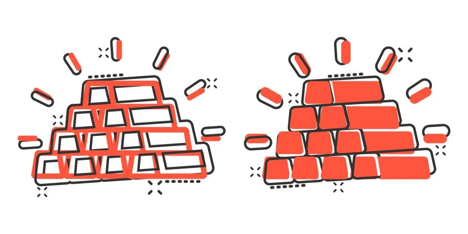Gold stack icon in comic style. Silver brick cartoon vector illustration on w Illustrazione stock