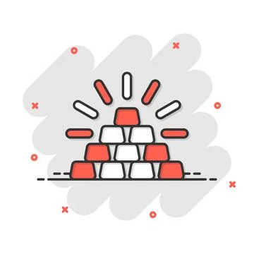 Gold stack icon in comic style. Silver brick cartoon vector illustration on w 库存插图
