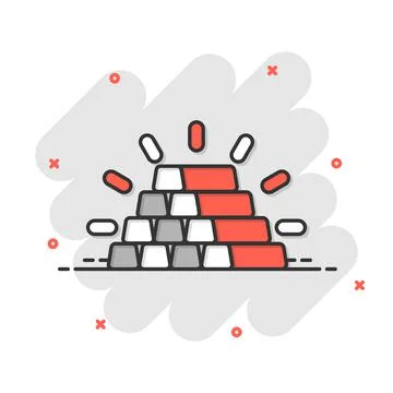 Gold stack icon in comic style. Silver brick cartoon vector illustration on w 库存插图