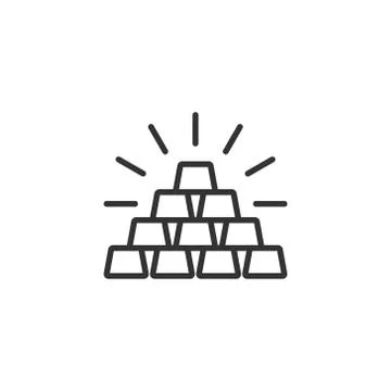 Gold stack icon in flat style. Silver brick vector illustration on white isol 스톡 일러스트