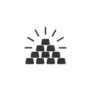 Gold stack icon in flat style. Silver brick vector illustration on white isol Stock Illustration
