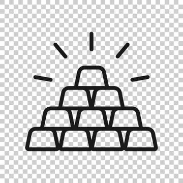 Gold stack icon in flat style. Silver brick vector illustration on white isol Illustrazione stock
