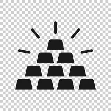 Gold stack icon in flat style. Silver brick vector illustration on white isol Stock Illustration