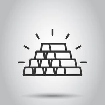 Gold stack icon in flat style. Silver brick vector illustration on white isol 스톡 일러스트