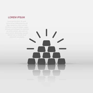 Gold stack icon in flat style. Silver brick vector illustration on white is.. 库存插图