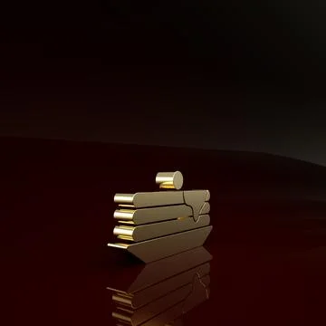 Gold Stack of pancakes icon isolated on brown background. Baking with syrup a Stock Illustration