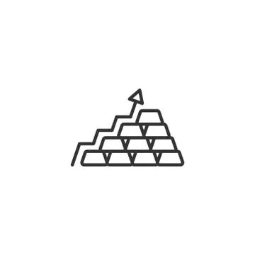 Gold stack price increase icon in flat style. Silver brick diagram vector ill Stock Illustration