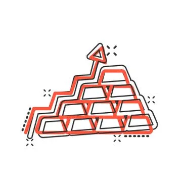 Gold stack price increase icon in comic style. Silver brick diagram cartoon v Stock Illustration