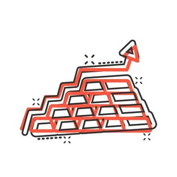 Gold stack price increase icon in comic style. Silver brick diagram cartoon v 스톡 일러스트