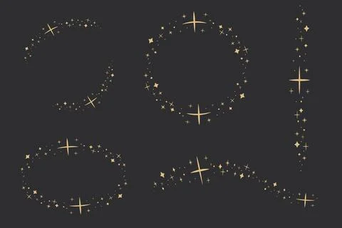 Gold star arch celestial, blink star mystic ornament frame, shiny minimal Stock Illustration