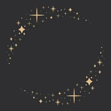 Gold star arch celestial frame, blink star mystic ornament corner, shiny minimal Stock Illustration