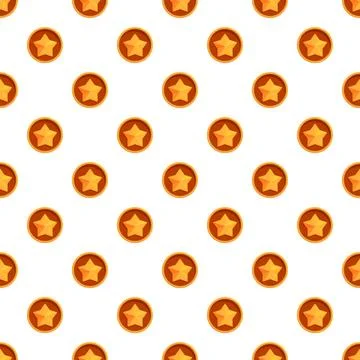 Gold star coin seamless pattern for game reward Stock Illustration