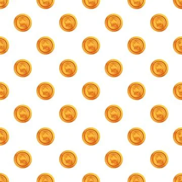 Gold star coins seamless pattern with white background 스톡 일러스트